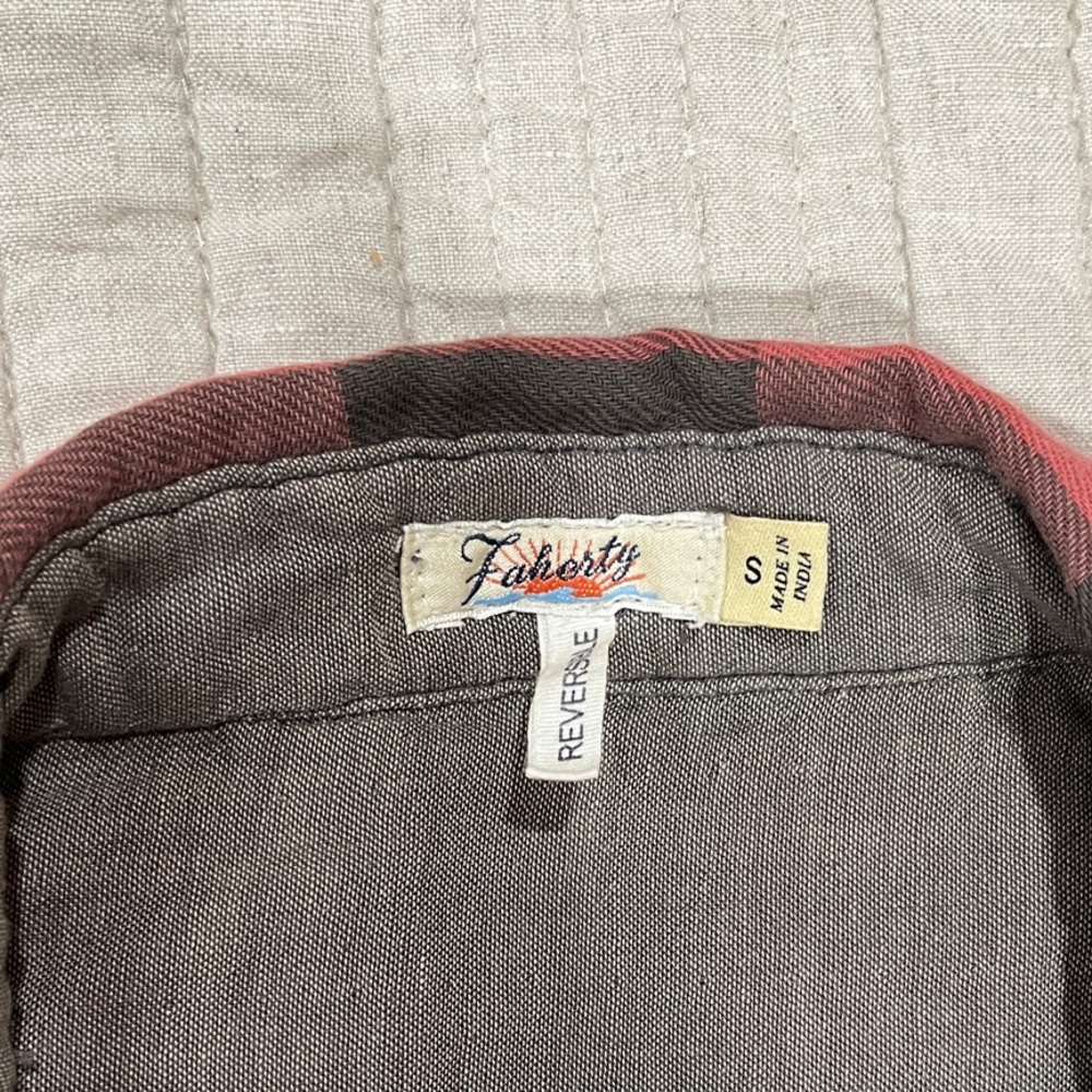 Faherty Red and Black Plaid Women's Button Down Shirt - Picture 2 of 8